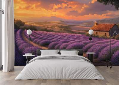 Serene Lavender Fields Wall mural