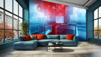 Abstract color geometric cube technology business background Wall mural