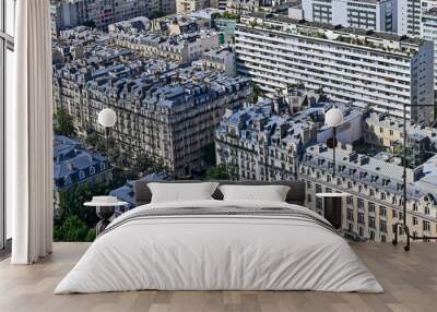 Paris skyline houses streets from above Wall mural