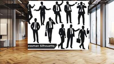 Collection of Businessman Silhouettes in different poses Wall mural