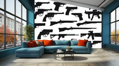 Collection of Weapon or Pistol or guns silhouettes Wall mural