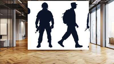 Soldier or army with gun silhouettes vector Wall mural