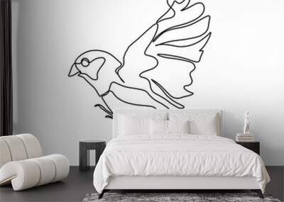 Animals bird continuous single line art drawing. Bird minimal art style. Bird continuous line art illustration.	 Wall mural