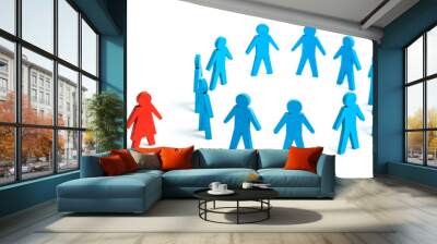 Gender discrimination of women at work and in society. Figures with men and one woman on a gray background Wall mural