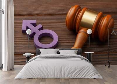 Judge gavel and gender symbol of transgender Wall mural