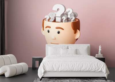 Search for a solution. My head is full of question marks. 3d render Wall mural