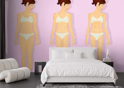 illustration of girl with anorexia Wall mural