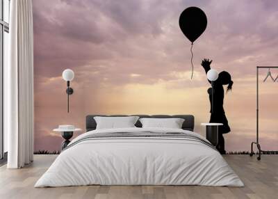 little girl with balloon Wall mural