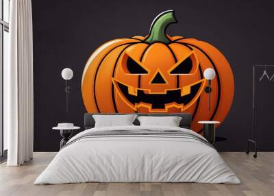 A Jack-o'-lantern Halloween pumpkin as an illustration against a dark background Wall mural