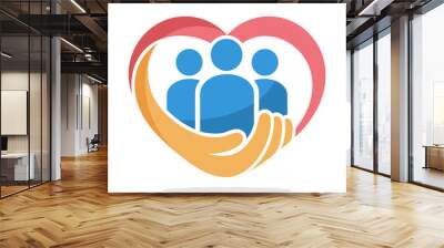 icon illustration with the concept of family care, care about humanity	 Wall mural