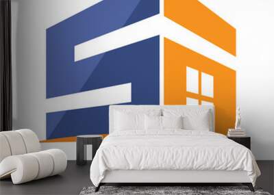 icon logo for construction business with the initial letter S, design & color in a flat design style. Wall mural