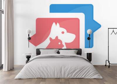 Vector illustration icon with the concept of communicating & sharing information about pets Wall mural