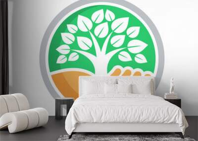 vector illustration icon with the concept of forest / tree protection Wall mural