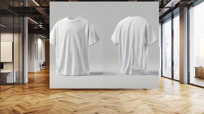 Oversize white t-shirt front and back isolated background Wall mural