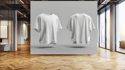 Oversize white t-shirt front and back isolated background Wall mural