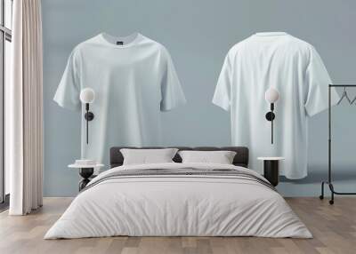 Oversized t-shirt mockup in front, side and back views, design presentation for print Wall mural