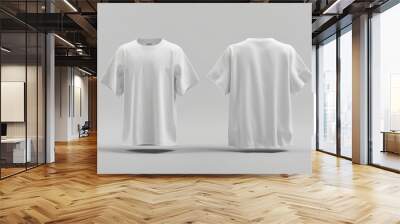 Oversized t-shirt mockup in front, side and back views, design presentation for print Wall mural