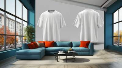 Oversized t-shirt mockup in front, side and back views, design presentation for print Wall mural