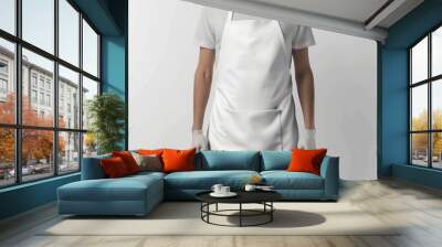 White apron Mock-up isolated on soft gray background.clean apron Wall mural