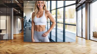 A young smiling blonde woman at the gym Wall mural