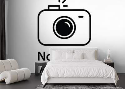 black linear photo camera logo like no image available. flat stroke style trend modern logotype art design on white. concept of picture coming soon will appear on website and photograph not displayed Wall mural