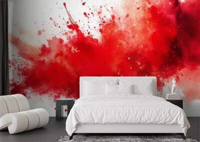 bright red splash stain watercolor paint grunge illustration Wall mural