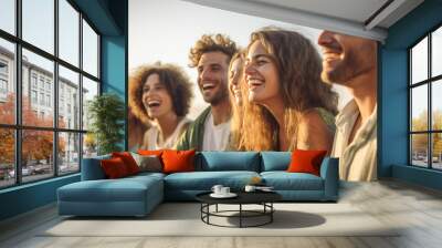 A group of friends enjoying being together, laughing and having fun Wall mural