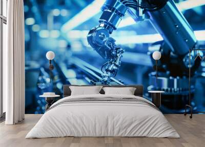 A modern robot arm on the production line in an industrial factory Wall mural