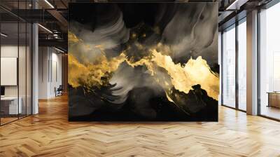 Abstract splattered black and gold paint splash painting Wall mural