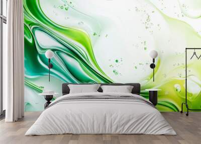 Abstract white and green three dimensional shapes Wall mural