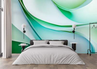 Abstract white and green three dimensional shapes Wall mural