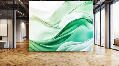 Abstract white and green three dimensional shapes Wall mural