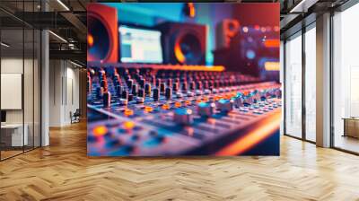 Audio mixing console in a recording studio Wall mural