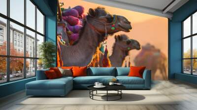 Camels in the desert Wall mural