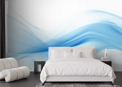 Smooth clean blue abstract background, with curved lines and shapes Wall mural