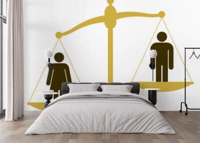 Unbalanced scale with a man and woman Wall mural