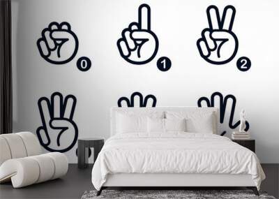 cartoon icon set of counting gesture hands Wall mural