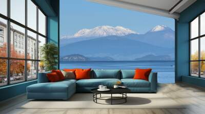 snow capped volcanoes tongariro national park NZ Wall mural