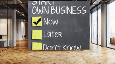 Start own business today quiz question Wall mural