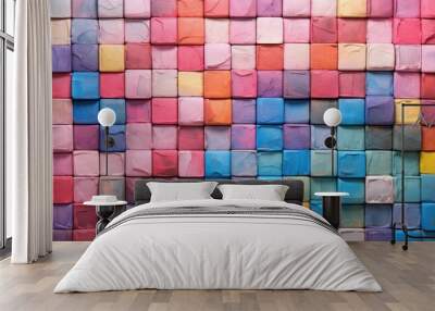 full frame colorful square paint texture art like background  Wall mural