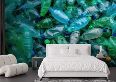 Full frame image of Used plastic bottles background Wall mural