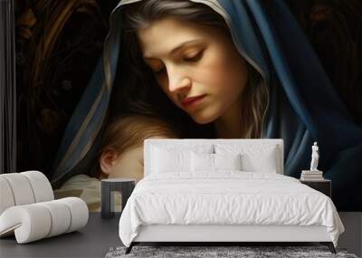 Nativity scene: Virgin Mary and Baby Jesus Wall mural