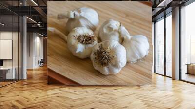 close - up of garlic on wooden background Wall mural