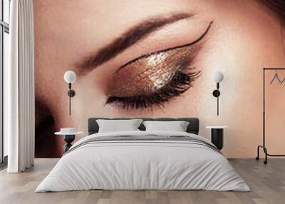 holiday make up glam. Beauty woman christmas make up. Wall mural