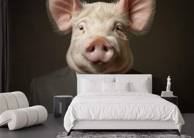 Portrait of a anthropomorphic  Pig dressed in a formal business suit	
 Wall mural