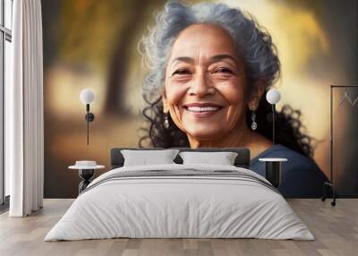 Smiling mature woman looking at the camera, Generative IA Wall mural