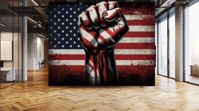 USA flag with fist, Generative ai Wall mural