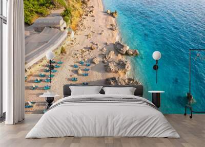 view of the sea from the beach in Greece Wall mural