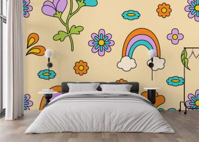 Retro Groovy Seamless Pattern 2 Wall mural