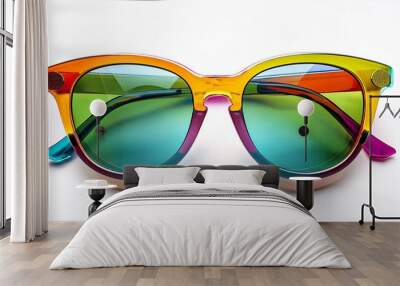 Colorful and funky sunglasses isolated on white background Wall mural